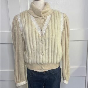 Marie-Martine Paris Italian Knit Fur Mohair Cardigan